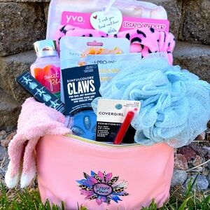Blessed mama ultimate cosmetic gift bag filled with goodies for mama